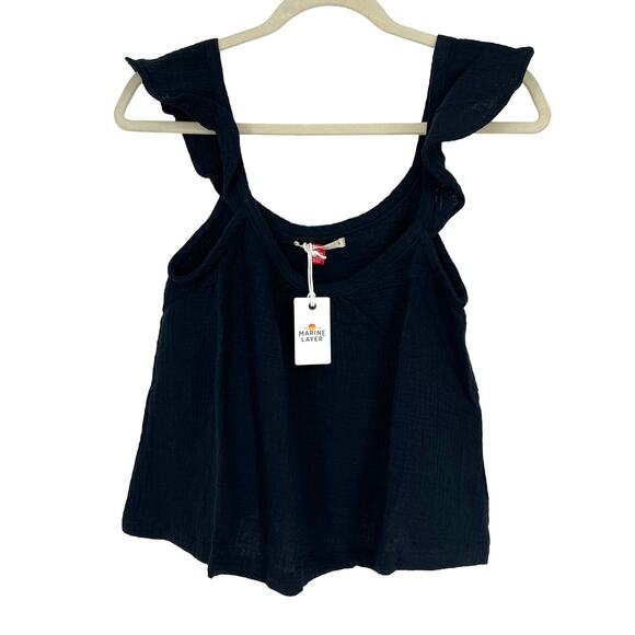 Marine Layer Jude Flutter Sleeve Tank Black Small NWT - Picture 1 of 6